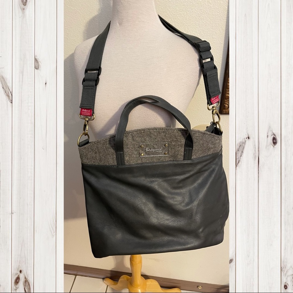 BABYMEL LEATHER BAG GREY